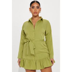 Robe chemise décontractée à ceinture assortie, nouvelle mode, style européen et américain, pour femmes, commerce extérieur - Product Image 4