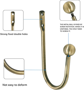 Bán Sỉ Móc Treo Tường Bằng Kim Loại Đồng Thau Móc Treo Rèm Treo Rèm Cho Rèm Cửa - Product Image 5