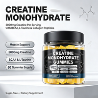 Gummies de créatine monohydrate à marque privée OEM, 60 unités, 5000 mg, saveur citron, complément alimentaire