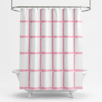 Rideau de douche numérique 2D à carreaux roses en EVA, plastique sûr, imperméable, opaque, bonne intimité, rideau de séparation pour salle de bain