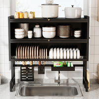Étagère de cuisine double couche en métal pour évier avec portes en PC, séchoir à vaisselle, organisateur de rangement de cuisine - Vente en gros