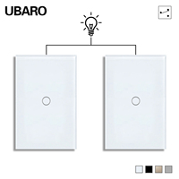Interrupteur tactile UBARO 1Gang 2 voies, commande par fil direct, panneau en verre trempé, sans application, sans Wi-Fi, pour escaliers et chambres
