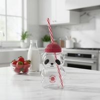 Botella de Plástico PET de Grado Alimenticio de 350 ml con Forma de Panda, Linda y Vacía, con Tapa de Rosca para Jugos, Té de Burbujas, Refrescos y Bebidas Energéticas - ¡Gran Oferta!