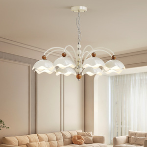 Cream Colored Living Room Chandelier Multi Head Led <b>Light</b> French Retro Style Round Pendant <b>Light</b> For Home <b>Ceiling</b> Lamp - Product Image 1