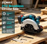 Scie circulaire sans fil ZCMAX 21V sans balais 185mm 7 pouces 0 45 °   Scie à bois à réglage d'angle pour le travail du bois