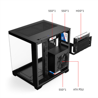 Menara Mini sasis game hitam zona pendingin tiga (Radiator Atas 240mm + tinggi CPU 160mm) 330mm GPU USB3.0 M-ATX/ITX & ATX PSU