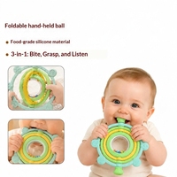 Jouet de confort éducatif pliable en silicone de qualité alimentaire, hochet à agripper, hochet à mâcher pour bébés de 0 à 24 mois
