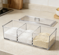 Pot de rangement carré en acrylique hermétique de qualité alimentaire, écologique, moderne, pour épices et fruits secs, présentoir à 3 niveaux pour optimiser l'espace