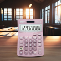 Calculatrice solaire électronique de bureau à 12 chiffres avec logo personnalisé, certifiée CE ROHS, double alimentation, en plastique rose