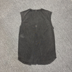 Canotte Senza Maniche da <span class=keywords><strong>Uomo</strong></span> di Alta Qualità, Canotte Traspiranti Nere Personalizzate in Cotone con Lavaggio Acido - Product Image 2