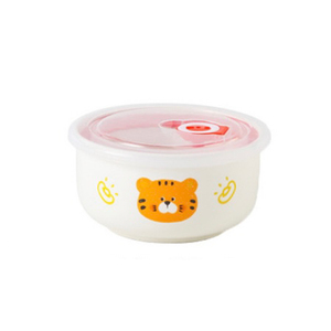 Cute Ceramic Compartment Lunch Box With Lid, <strong>Cutlery</strong> and Soup Bowl <strong>Microwavable</strong> Portable for Office Workers, Students and Kids