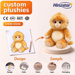 Peluche Personalizzato <span class=keywords><strong>Scimmia</strong></span> Dorata Soffice, Giocattolo Morbido <span class=keywords><strong>Macaco</strong></span> Selvatico Imbottito, Peluche Personalizzato all'Ingrosso, Regalo per Bambini - Product Image 1