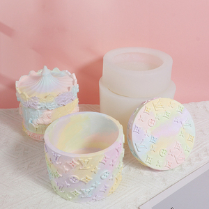 Stampo in Silicone 3D <span class=keywords><strong>di</strong></span> Lusso con Motivo a Giostra Rotante per Fai da Te, Scatola Portaoggetti in Gesso per Aromaterapia, Vaso per Candele Fatto a Mano, Fusione in Resina - Product Image 1