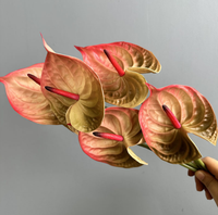 Bunga Anthurium Merah Besar Grosir, Bunga PU Sentuhan Realistis, Anthurium 3D Sentuhan Nyata untuk Dekorasi