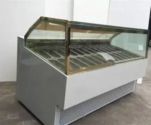 Expositor cuadrado de helados de vidrio, 24 sartenes, Vitrina refrigerada para helados