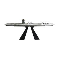 Table à manger extensible en pierre frittée de style moderne du milieu du siècle, pieds en métal, design écologique, assemblée pour 8 personnes, maison, bureau, hôtel