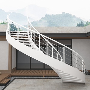 Escalera Curva <span class=keywords><strong>de</strong></span> Acero <span class=keywords><strong>para</strong></span> Exteriores con Barandilla <span class=keywords><strong>de</strong></span> Cable Cepillado, <span class=keywords><strong>Escaleras</strong></span> Metálicas Modernas <span class=keywords><strong>para</strong></span> Patio <span class=keywords><strong>de</strong></span> Villa, Jardín, Duraderas y Personalizadas - Product Image 4