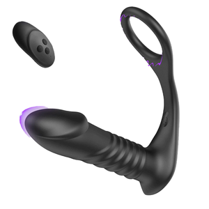 <b>Silicone</b> <b>Waterproof</b> Eco-Friendly Telescopic Prostate Massager Dildo Men's Remote Controlled Anal Vibrating Cock Ring Sex Toy - Product Image 1