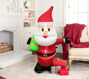 Small Indoor <b>Outdoor</b> Decorations Christmas Inflatable 4FT Santa Holding Tree Home Yard Lawn Decor for Festival Holiday Party - Product Image 3