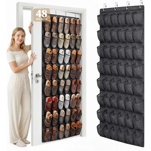 48 Pocket Over The Door Shoe Organizer Large Mesh Hanging <b>Rack</b> For Sneakers <b>Storage</b> 6 Column Heavy Duty - Product Image 1