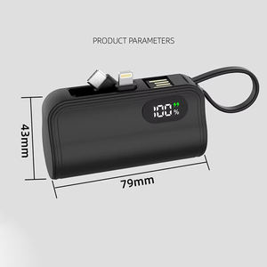 Portable Powerbank Mini Double prise cachée charge d'urgence 5000mAh Capsule Power Bank avec câble intégré pour téléphone portable - Product Image 6