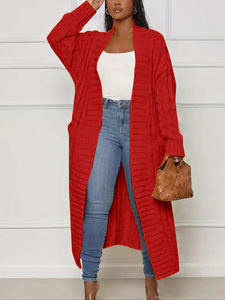 Maglione Lungo a Maglia Grossa con Apertura Frontale, Morbido sulla Pelle, Vestibilità Ampia con Grandi Tasche per Passeggiate, Look Casual e Appuntamenti - Product Image 2