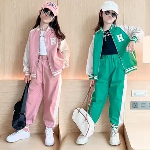 2023 Teen Autumn Letter Baseball Suit Set Kids Movement Clothes Set Girls Leisure Trendy Children's Clothing