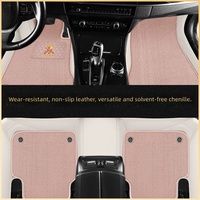 Tapis de sol de voiture en cuir PU sur mesure, épaisseur 5 mm, toutes saisons, double couche, doublures de sol auto en peluche, ensemble de 3 pièces