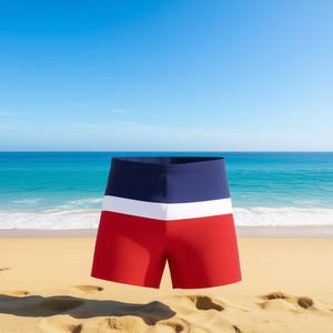 Buonic Pantaloncini da bagno da uomo a righe rosse, blu navy e bianche, a vita alta, taglie M, L, XL, XXL, confezione da 8 pezzi - Product Image 2