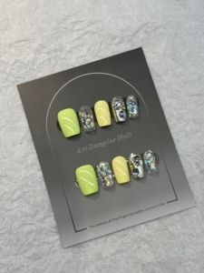 <span class=keywords><strong>Uñas</strong></span> Postizas Acrílicas de Cobertura Completa, Cuadradas, <span class=keywords><strong>Cortas</strong></span>, con Purpurina Neón Artística, Pegamento para <span class=keywords><strong>Uñas</strong></span>, Venta al por Mayor, Hechas a Mano, de Alta Calidad - Product Image 5