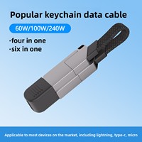 Câble USB magnétique 6-en-1 PD 60W 100W 240W USB Type-C vers USB-C Micro pour accessoires de téléphone, câble de données, câble de charge porte-clés