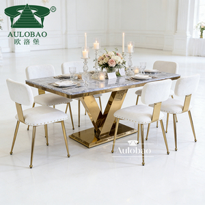 Ensemble de table à manger luxueuse avec pieds en acier inoxydable, compatibilité supérieure et polyvalente, 8 places - Product Image 1