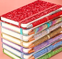 Carnet à spirales en PVC à feuilles mobiles avec paillettes pour la prise de notes créatives et les cadeaux. Agenda élégant pour étudiants avec stylos. 96 feuilles