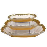 Assiette de service moderne en céramique à bord doré, motif floral, style INS, pour plat principal, ensemble de vaisselle en céramique moderne