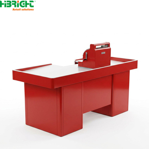 Red Retail <b>Checkout</b> <b>Counter</b> Cash Register Desk POS Billing Table for Supermarket Convenience Store - Product Image 4