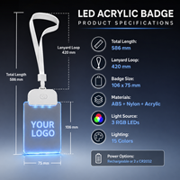 Fábrica de Etiquetas de Nombre Personalizadas, Lote de Tarjetas de Identificación Acrílicas LED con Cordón, Estilo de Credencial para Personal, para Eventos, Control de Asistencia, Trabajadores de Comercio Minorista, Promoción