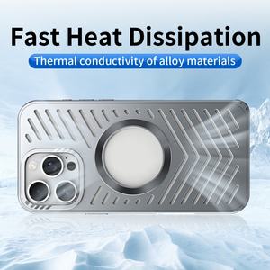 Coque de téléphone magnétique en aluminium à dissipation thermique pour iPhone 15 13 12 14 16 <span class=keywords><strong>Pro</strong></span> Max Type Snap Housse antichoc amovible - Product Image 5
