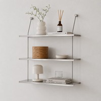 Étagère murale de luxe en métal, aluminium brossé, 3 niveaux, design à barre incurvée, pour chambre, cuisine, organisateur de maison
