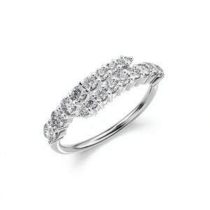 14K <b>White</b> Gold 0.62 CTW Round Lab Grown Diamond Crossover <b>Wrap</b> Ring for Women Double Row Open Diamond Fashion Ring - Product Image 1