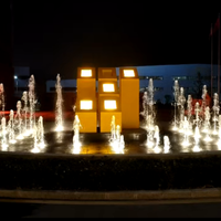 Fuente de Agua Musical Inteligente de Acero Inoxidable Comercial, Diseño Moderno, Sincronización Musical en Tiempo Real, 110-230V, 1 Año de Garantía