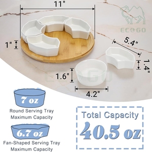 Organizador Giratorio Ecológico de Lujo, Plato de Bambú con Divisiones para Ensaladas, Aperitivos y Bocadillos, Bandeja para Servir - Product Image 3