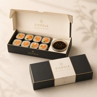 Boîte à sushi en papier biodégradable et robuste, personnalisée, avec insert pour coupelle à sauce, pour la restauration, les traiteurs et les emballages à emporter