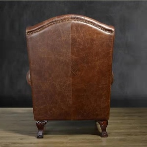 Retro chesterfield da nâu phòng khách sofa đơn Câu Lạc Bộ khách sạn Mô hình phòng cao trở lại ghế cổ điển chần giọng ghế - Product Image 4