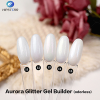 Gel de construction pour ongles à paillettes blanc laiteux sans acide et sans HEMA, inodore, longue durée, gel de construction à paillettes Aurora, extension d'ongles