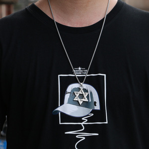 Collar con Colgante de Estrella de Seis Puntas de Doble Cara, Chapado en Plata, Acero de Titanio, Estilo Vintage, Geométrico, Unisex, Cadena de 70cm - Product Image 4