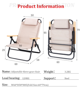 Chaise de camping pliable compacte à dossier haut réglable en aluminium portable d'extérieur avec logo personnalisé - Product Image 6