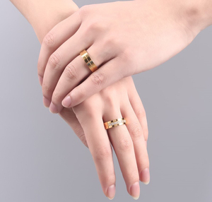 18K 골드 다이아몬드 커플 반지 여성용 웨딩 링 선물용 - Product Image 5