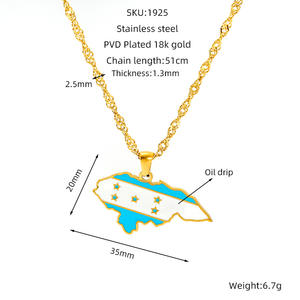 Collar de Cadena con Colgante de <span class=keywords><strong>Mapa</strong></span> del Mundo Personalizado, Unisex, Estados Unidos, Nigeria, <span class=keywords><strong>África</strong></span>, Chapado en Oro de 18K, Acero Inoxidable, Diseño de Olas - Product Image 6