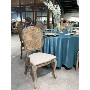 Silla de madera con respaldo de ratán para el hogar, sillón de lujo apilable con diseño nuevo, para boda, estilo francés - Product Image 1