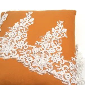 2023 New arrival white embroidery lace trimming border for wedding dresses